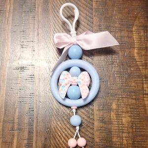 Expectant Mother Pink And Blue Bag Charm Keyring Diaper Bag Charm